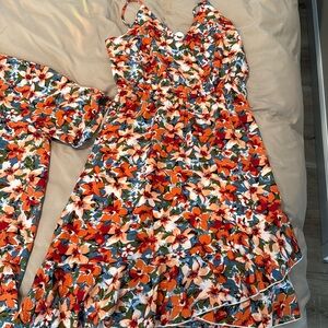 Woman's L Hawaiian dress, men's button up shirt L